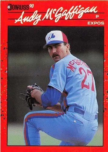 Original gloss Andy McGaffigan baseball card 1990 Donruss NM-MT Expos ID 5161