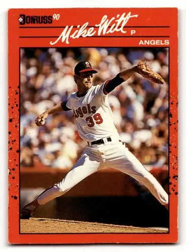 Original gloss baseball card of Mike Witt California Angels from 1990 Donruss series