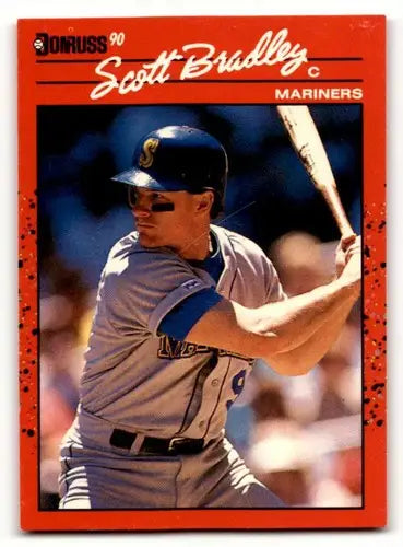 Scott Bradley Seattle Mariners baseball card from 1990 Donruss #581 featuring Bradley Seattle Mariners player