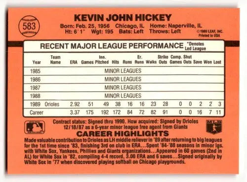 1990 Donruss #583 Kevin Hickey Baltimore Orioles Baseball Cards ID:52771 - Baseball Card Single