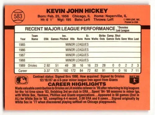 1990 Donruss #583 Kevin Hickey Baltimore Orioles Baseball Cards ID:52775 - Baseball Card Single