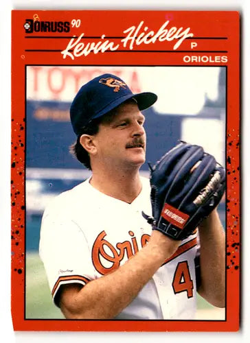 Original gloss 1990 Donruss Kevin Hickey baseball card 583a Kevin Orioles ERR