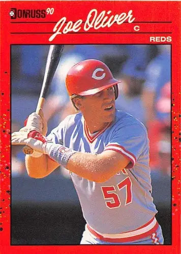 Joe Oliver baseball card with original gloss from 1990 Donruss NM-MT Reds