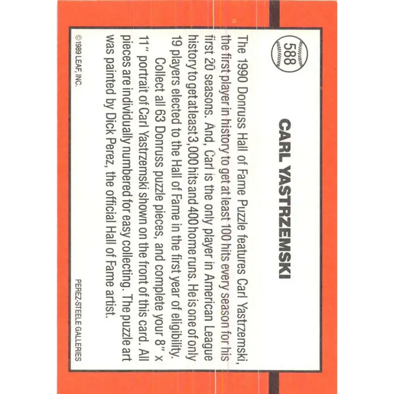 1990 Donruss #588 Carl Yastrzemski VG-EX Boston Red Sox Baseball Card - Baseball Card Single