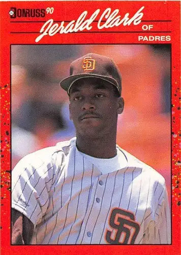 Gerald Clark baseball card from 1990 Donruss series with original gloss and Near Mint condition