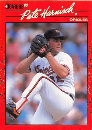 1990 Donruss #596 Pete Harnisch NM-MT Orioles DP baseball card in original gloss finish