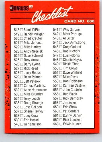 1990 Donruss #600a Checklist with Original Gloss, ideal for Cards Typically Sell