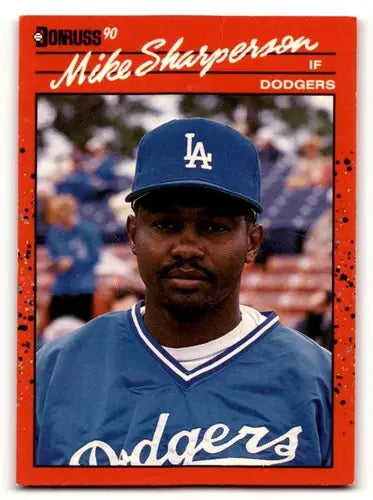 1990 Donruss #603 Mike Sharperson Los Angeles Dodgers Baseball Cards ID:56176 - Baseball Card Single