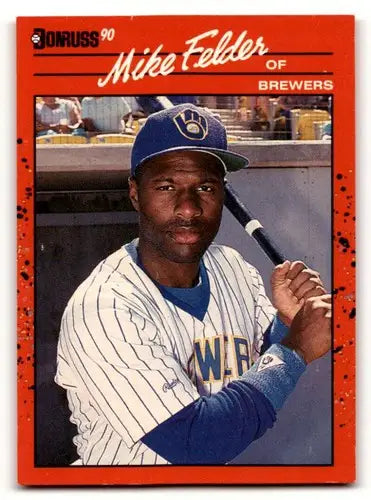 Original gloss Mike Felder Milwaukee Brewers baseball card from 1990 Donruss #609