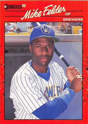 Original gloss Mike Felder baseball card from 1990 Donruss NM-MT Brewers Felder DP ID:5194