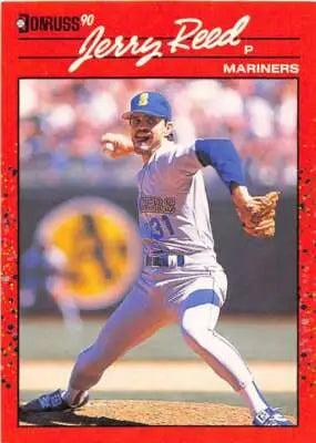 Original gloss of Jerry Reed baseball card from 1990 Donruss Mariners sports cards collection