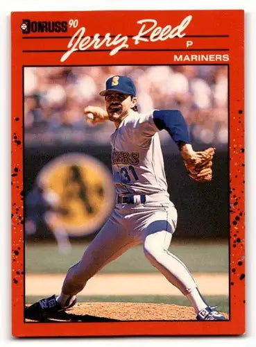 Jerry Reed Seattle Mariners baseball card from 1990 Donruss #614 in EX/NM condition