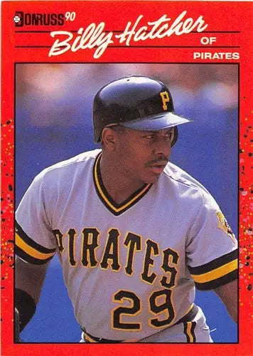 Original gloss Billy Hatcher baseball card from 1990 Donruss Pirates NM-MT