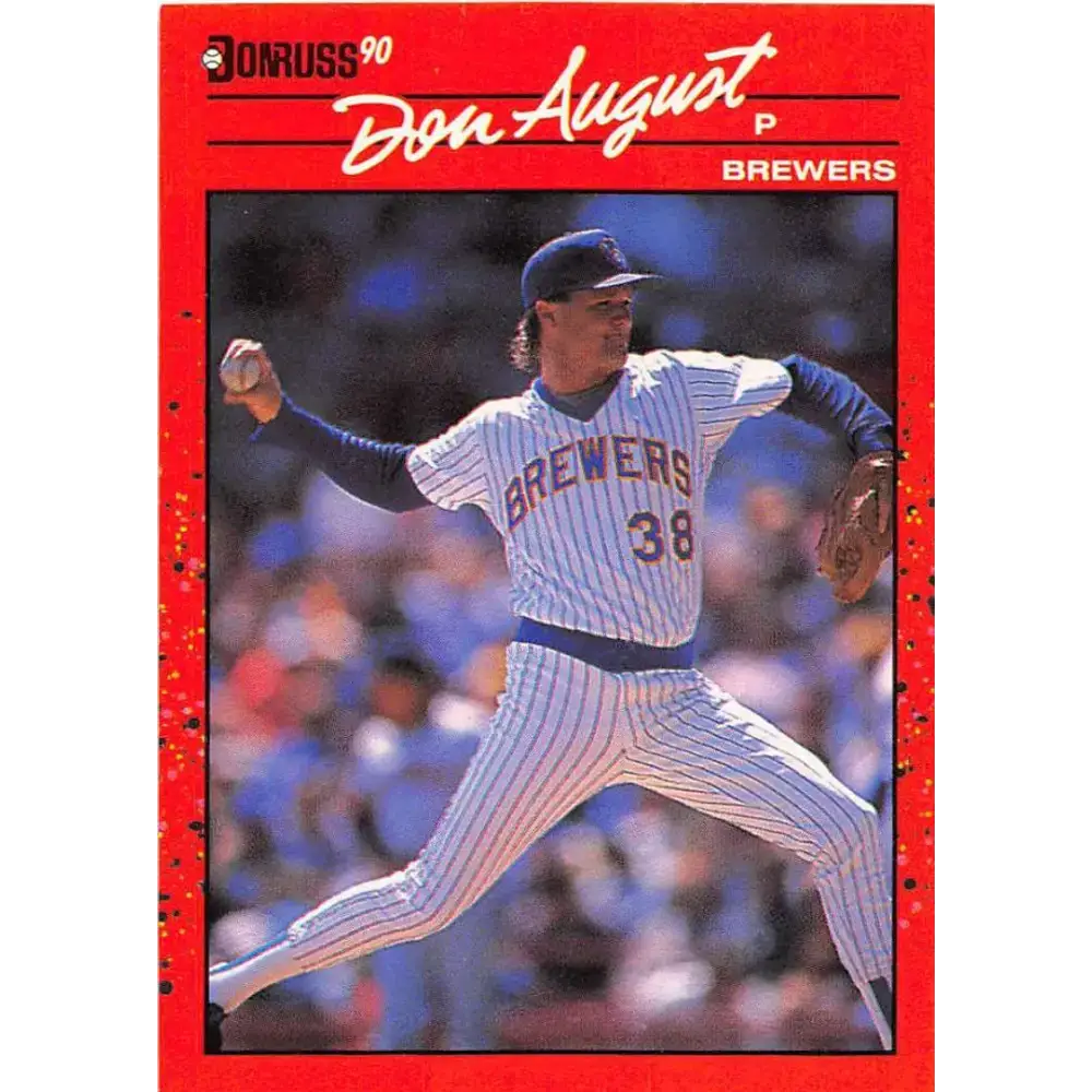1990 Donruss #617 Don August DP VG-EX Milwaukee Brewers Baseball Card - Baseball Card Single