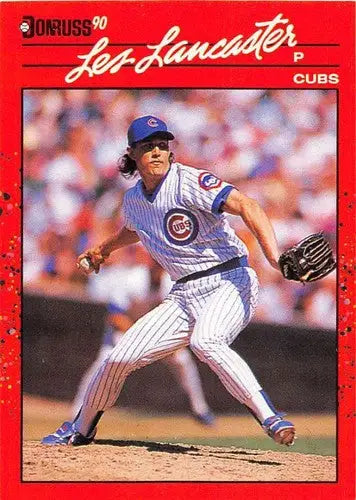 Original gloss Les Lancaster baseball card from 1990 Donruss featuring Cubs DP ID:5213