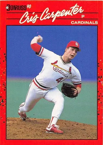 Original gloss baseball card of Cris Carpenter from 1990 Donruss NM-MT Cardinals series