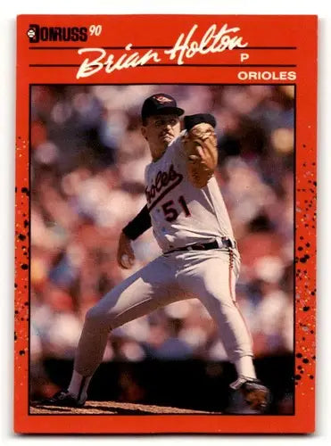 Original gloss 1990 Donruss Brian Holton Baltimore Orioles baseball card image