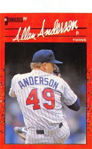 Original gloss Allan Anderson baseball card 1990 Donruss NM-MT Twins ID 4802