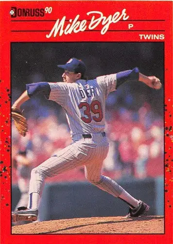 1990 Donruss Mike Dyer rookie Twins baseball card with original gloss NM-MT RC