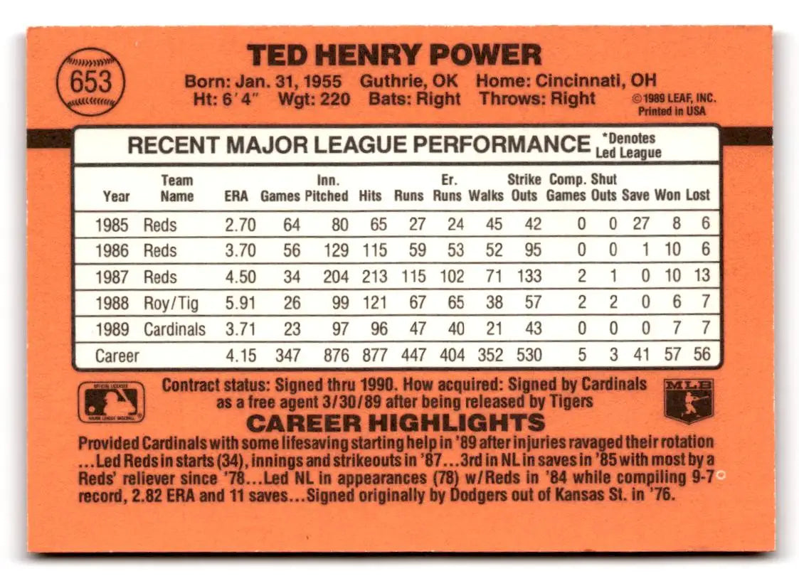 1990 Donruss #653 Ted Power - Baseball Card Single