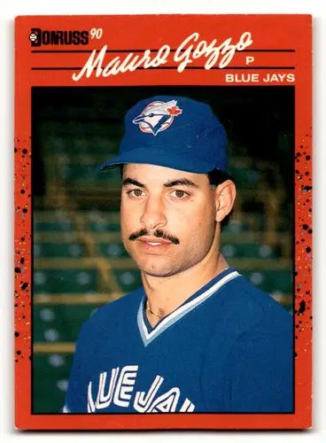 Original gloss Mauro Gozzo Toronto baseball card from 1990 Donruss Gozzo Toronto Blue Jays