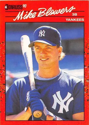 Original gloss Mike Blowers rookie Yankees baseball card from 1990 Donruss series