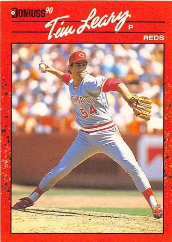 Original gloss Tim Leary baseball card 1990 Donruss NM-MT Reds ID 5238