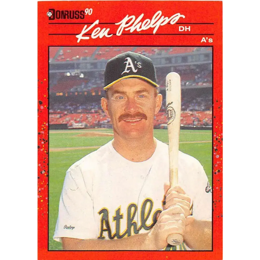 1990 Donruss #675 Ken Phelps VG-EX Oakland Athletics Baseball Card - Baseball Card Single
