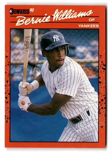 Original gloss Bernie Williams rookie Yankees baseball card from 1990 Donruss