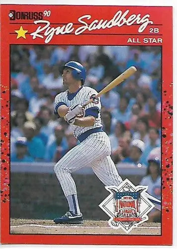 Original gloss 692b Ryne Sandberg baseball card from 1990 Donruss Cubs series