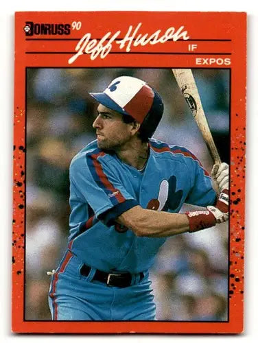 Original gloss Jeff Huson Montreal baseball card from 1990 Donruss Husk Montreal Expos