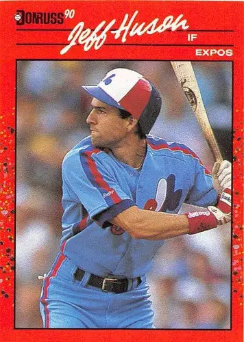 Original gloss Jeff Huson rookie Expos baseball card from 1990 Donruss #693