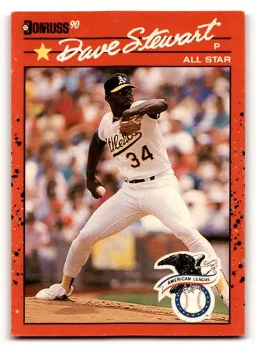 Original gloss Dave Stewart Oakland baseball card from 1990 Donruss #703 stewart Oakland Athletics