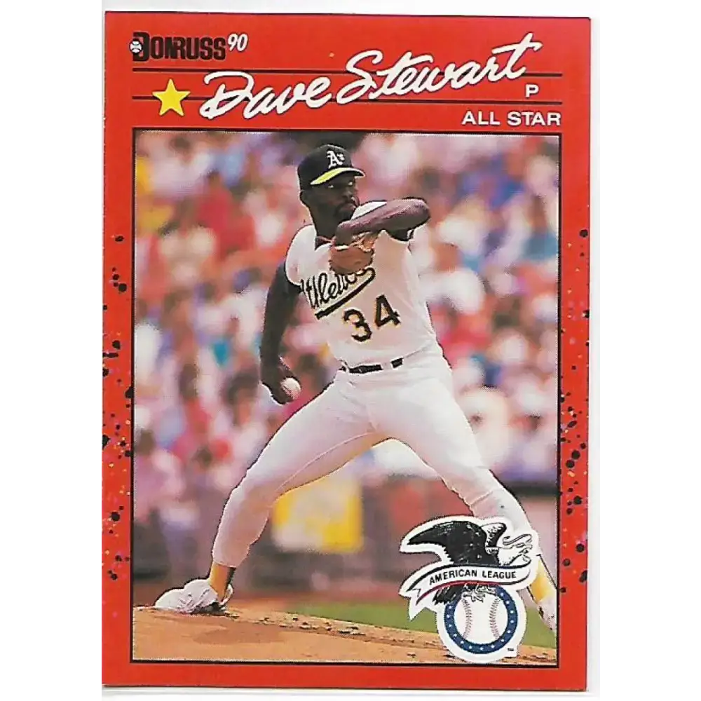 1990 Donruss #703b Dave Stewart COR AS VG-EX Oakland Athletics Baseball Card - Baseball Card Single