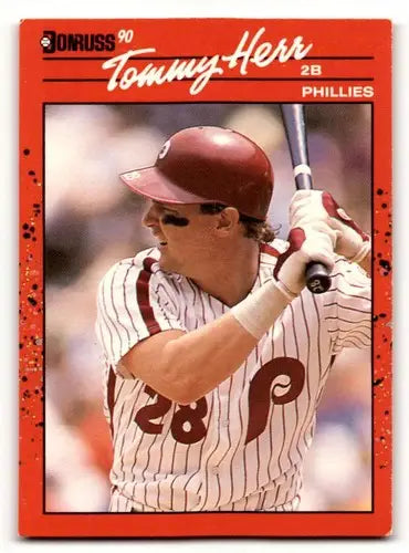 1990 Donruss #75 Tommy Herr Philadelphia Phillies Baseball Cards EX/ ID:56219 - Baseball Card Single