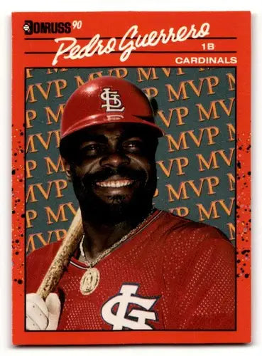 Original gloss Pedro Guerrero baseball card from 1990 Donruss St. Louis Cardinals baseball collection