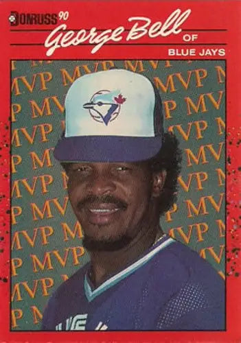 Original gloss of George Bell baseball card from 1990 Donruss Bonus MVPs series