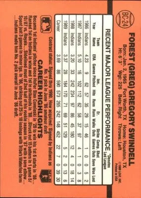1990 Donruss Bonus MVPs #BC-24 Greg Swindell NM Near Mint Indians - Baseball Card Single