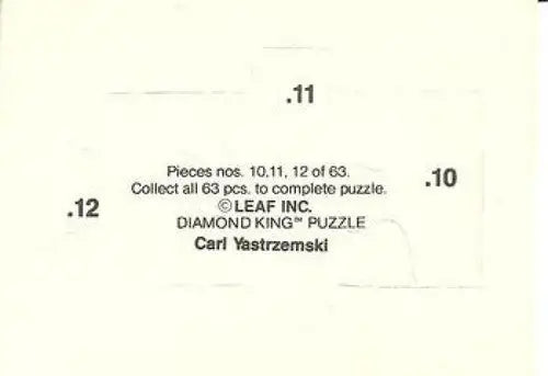 1990 Donruss Carl Yastrzemski Puzzle #10 Yastrzemski Puzzle 10-12 NM-MT Red Sox - Baseball Card Single