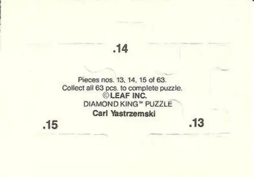 Original gloss Donruss Carl Yastrzemski puzzle piece with information for Yastrzemski puzzle collection