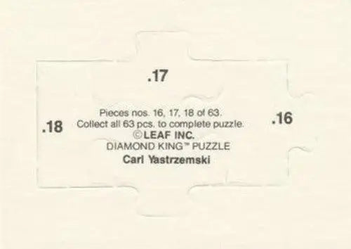 1990 Donruss Carl Yastrzemski Puzzle #16 Yastrzemski Puzzle 16-18 NM-MT Red Sox - Baseball Card Single