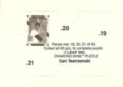 1990 Donruss Carl Yastrzemski Puzzle #19 Yastrzemski Puzzle 19-21 NM-MT Red Sox - Baseball Card Single