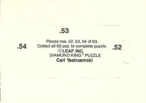 1990 Donruss Carl Yastrzemski Puzzle #52 Yastrzemski Puzzle 52-54 NM-MT Red Sox - Baseball Card Single