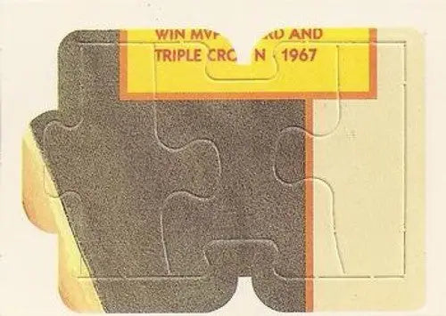 Yastrzemski puzzle featuring Puzzle piece with text from 1990 Donruss Carl Yastrzemski collection