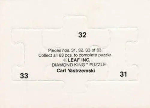 1990 Donruss Carl Yastrzemski Puzzle No Decimals #31 Yastrzemski Puzzle 31-33 NM - Baseball Card Single