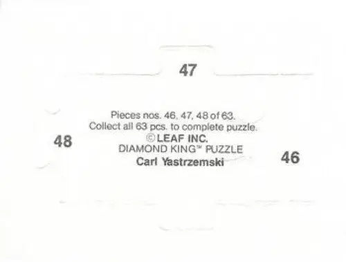 1990 Donruss Carl Yastrzemski Puzzle No Decimals #46 Yastrzemski Puzzle ID:9674 - Baseball Card Single