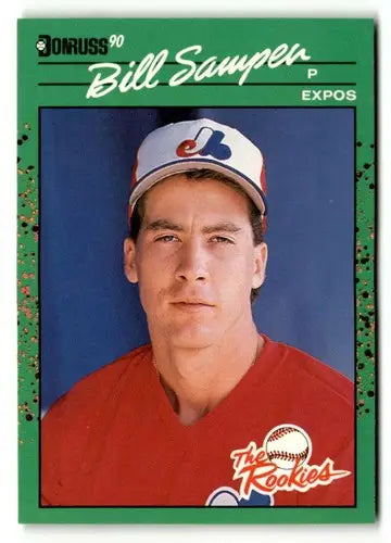 Original gloss Bill Sampen baseball card from 1990 Donruss The Rookies, Sampen NrMt-Mt