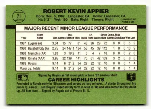 1990 Donruss The Rookies #21 Kevin Appier NrMt-Mt ID:50864 - Baseball Card Single