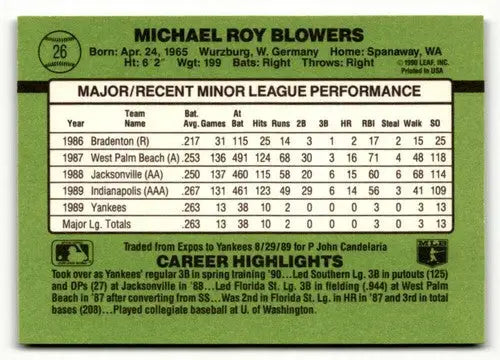 1990 Donruss The Rookies #26 Mike Blowers NrMt-Mt ID:50869 - Baseball Card Single