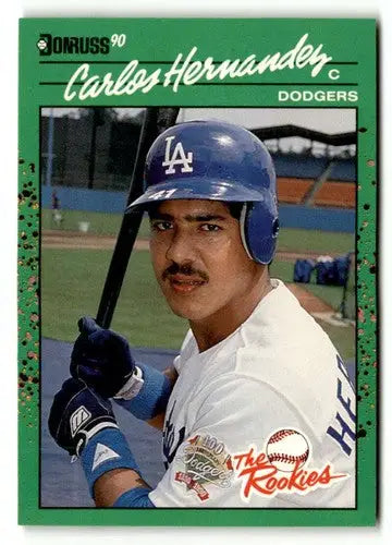 Original gloss Carlos Hernandez baseball card from 1990 Donruss The Rookies NRMT-MT